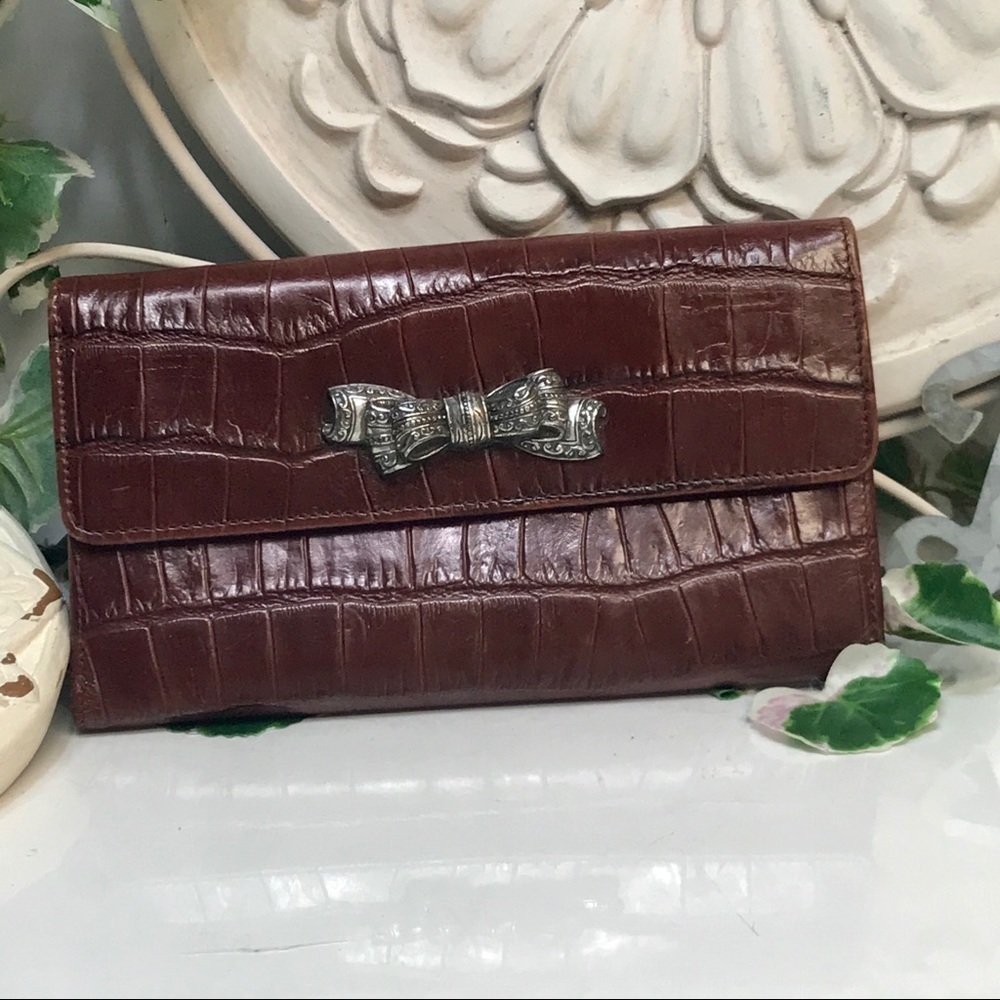Brighton Vintage Croc Embossed Wallet with Bow